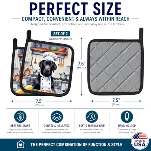 Caroline's Treasures Black Labrador Retriever The Chef Pair of Pot Holders Kitchen Heat Resistant Pot Holders Sets Oven Hot Pads for Cooking Baking BBQ, 7 1/2 x 7 1/2 by Caroline's Treasures - Image 3