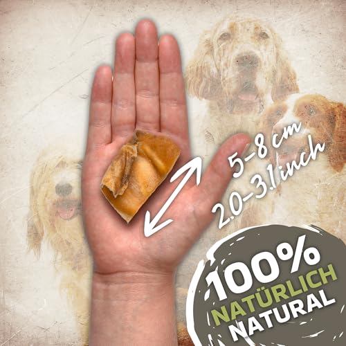 Geschnittene Schweineohren für Hunde 1kg (ca. 43-48 Stück) | Ganze getrocknete Schweineohren Kauartikel | 100% natürlich | Langanhaltender Kauspaß | Getreidefrei | Ideal für kleine & große Hunde