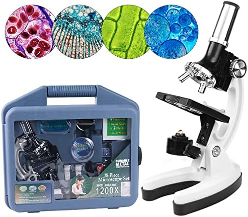 Artenjoyfine Science Microscope STEM Kit for Kids 300X-1200X High Magnification,Includes Prepared Blank Slides and LED Light,Educational Protable Microscope for Students and Beginners.