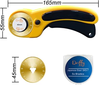 Rotary Cutter Blades 45mm Titanium 5-PACK - fits OLFA, Fiskars Sewing Quilting Accessories Ruler