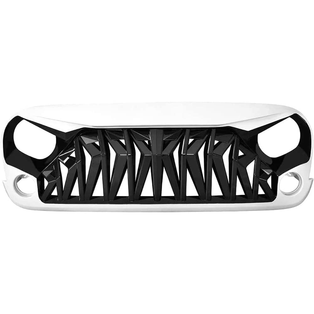 pour Jeep Wrangler JK 2007-2018 Grille Calandre Avant,Pièces de radiateur de calandre de Pare-Chocs Avant de Voiture,B-Noir-Blanc