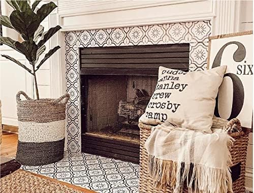 Miniatura 7 de HomeRoots Azulejos extraíbles de mosaico blanco y negro de 6 x 6 pulgadas