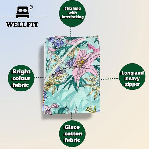 Image of WELLFIT Premium Glace Cotton 300 TC Mattress Cover /Protector for Single Size Bed with Zip | Chain | 3x6 ft | 36x72x6 inch