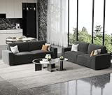 YOUDENOVA Loveseat Sofa Set of 2, 86' Couches for Living Room, Corduroy Comfy Sofa with Extra Deep Seats, Wide Armrest, Removable Cover, Easy Assembly, Dark Gray