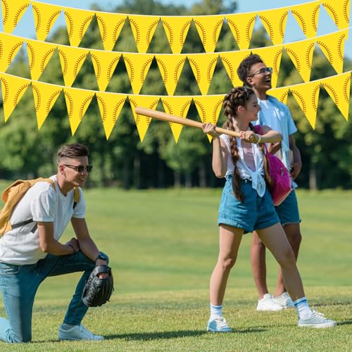 Image of Jetec 5 Pcs 49 Ft Softball Party Decorations Pennant Banner Pre-Assembled Sport Triangle Flag Bunting Garland for Softball Birthday Party Supplies Sport Theme Decorations