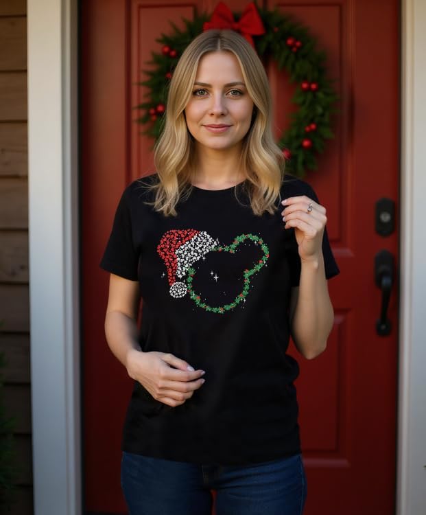 Christmas Shirt for Women Magical Holiday Short Sleeve Tee Xmas Tree Castle Graphic Snowflake Lights Print Gift - Image 3