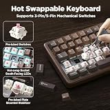 YUNZII WOOD84 Bezprzewodowa Klawiatura Mechaniczna, 75% Layout Drewniana Klawiatura Gamingowa, BT/2.4G/USB-C, Klawiatura Custom z PBT Double Shot Keycap (Brown, Candy Linear Switch)