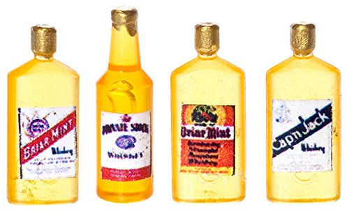 Melody Jane Dolls Houses 1:12 Scale 4 Pc Vintage Whiskey Bottles SET #Fa40313