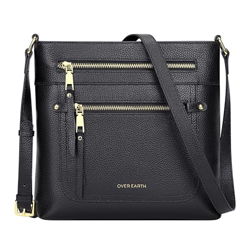 Over Earth Crossbody Bags for Women Leather Purses for Ladies with Multiple Pockets