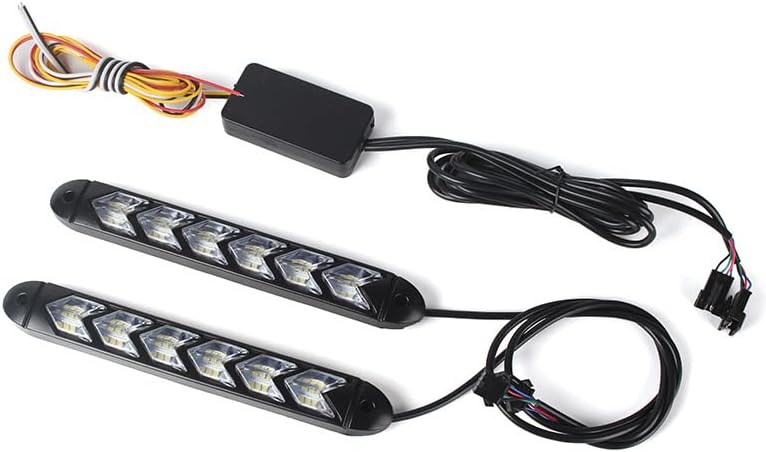 XINFOK 2pcs White Amber Yellow Switchback Flexible Flowing LED DRL Daytime running light Waterproof Runs LED daylight Turn Signal Head Light (6LED 18CM, White and yellow)