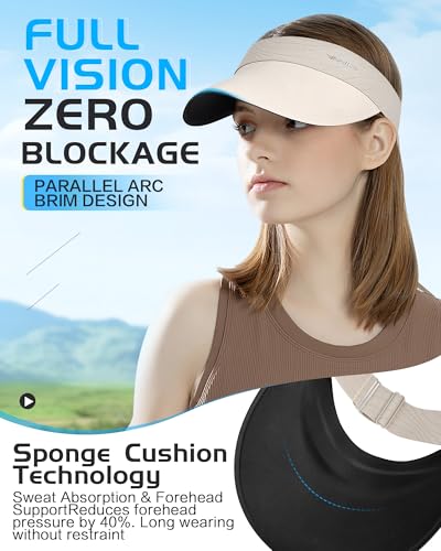 Image of YANIKY Sun Visor Hats for Women /Men Sun Protection UPF 50+ Lightweight Sport Hats Adjustable Empty Top Cap Ponytail Cap