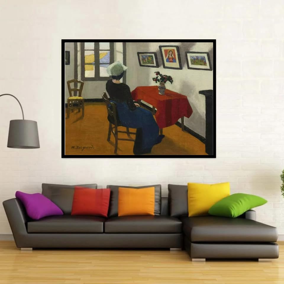 Cuadro de Marius Borgeaud Interior para decorar salones elegantes con lienzo vintage 2