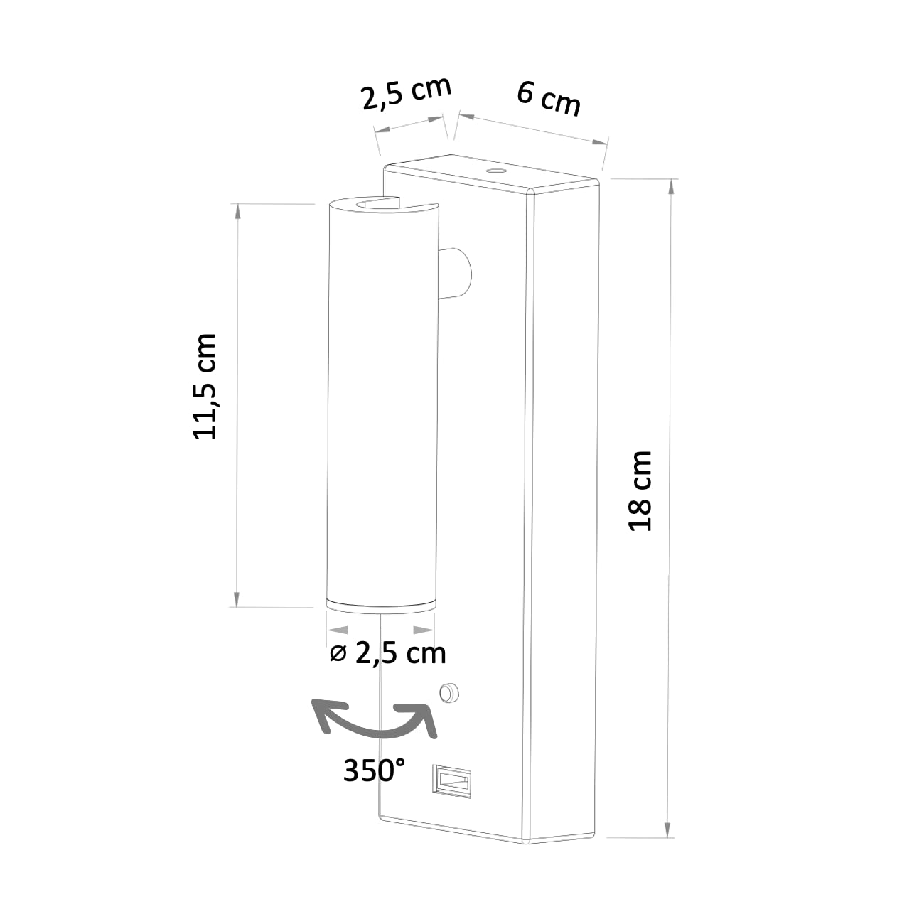 KOSILUM - Lampada LED per e-reader con porta USB dimmerabile, luce bianca calda, illuminazione soggiorno, camera da letto, cucina, corridoio, 210 lm, LED integrato, IP20