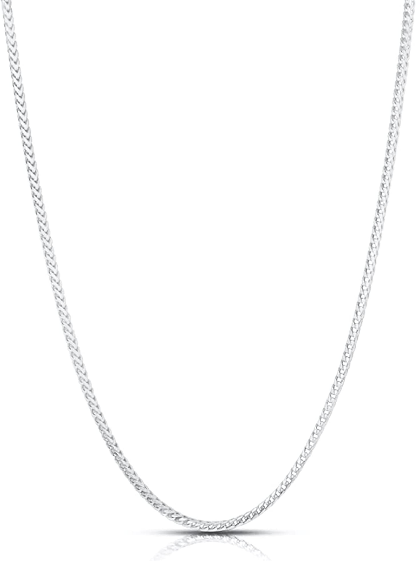 Next Level Jewelry Authentic Solid Sterling Silver Franco Box Link .925 Rhodium Necklace Chains 1MM - 5.5MM, Silver Chain for Men & Women, Made In Italy