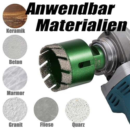Vearter 6mm Trocken Fliesenbohrer, M14 Gewindeanschluss Vakuumgelötete Lochsäge Diamantbohrer für Mauerwerk, Bohrkrone für Fliesen, Marmor, Granit, Porzellan, Beton und Quarzstein