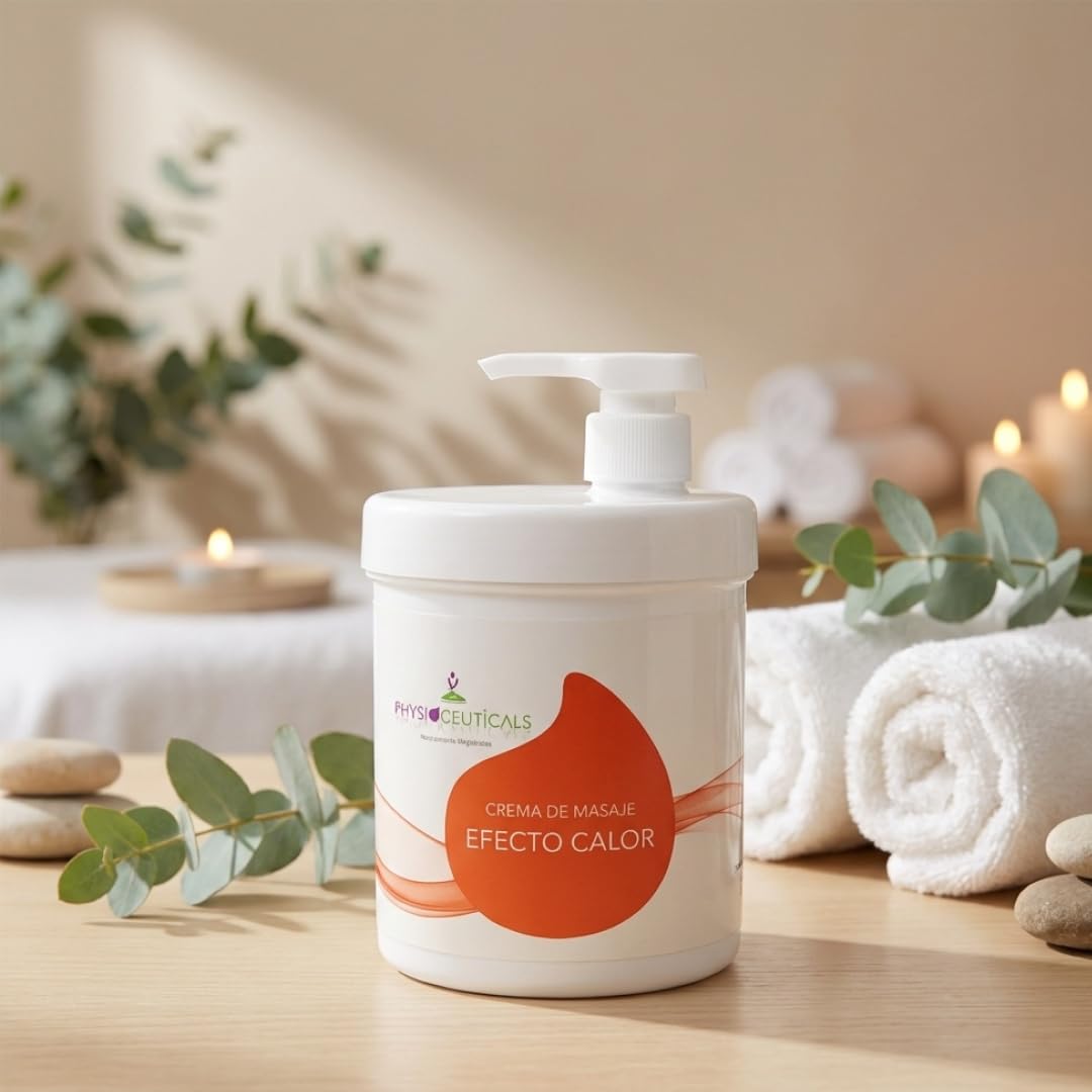 PHYSIOCEUTICALS - Crema de Masaje Efecto Calor 1000ml + Dosificador - Salicilato de Metilo y Alcanfor - Ideal para Profesionales