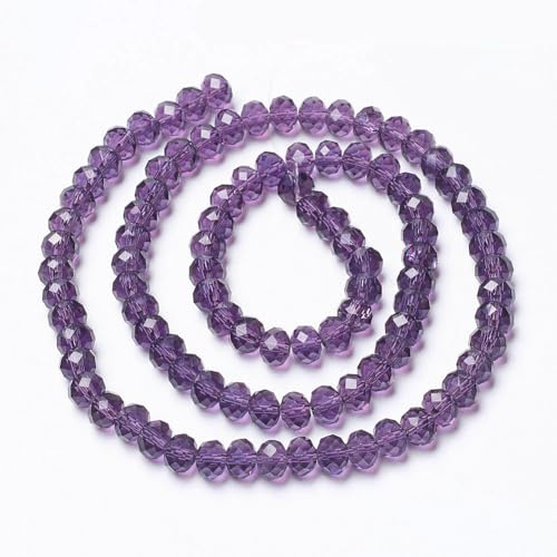 Pack of 65 Czech Bohemian Crystal Beads, 8 x 6 mm, Czech Beads, CZ Glass Faceted Rondelle Beads (Purple), 8mm * 6mm - Image 3