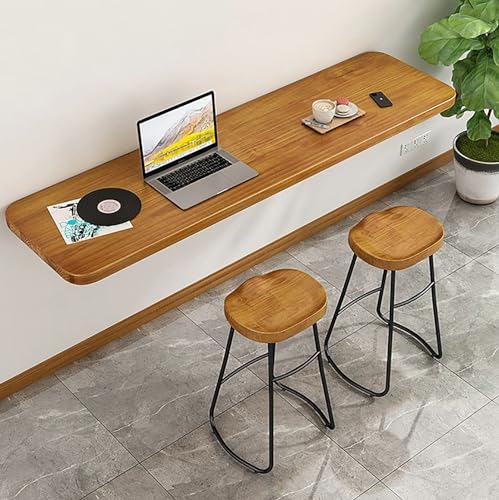 Banco de trabajo plegable industrial montado en la pared y escritorio de hojas caídas mesa flotante ahorro de espacio para el hogar, oficina, lavandería, cocina, bar, diseño de madera resistente, 100