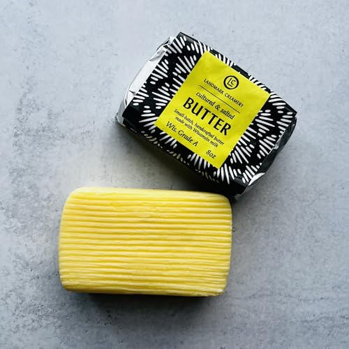 Landmark Creamery® Cultured & Sea Salted - European Butter French Style (6 Pack) - Small Batch & Hand Shaped - Made with Cream from Small Family Farms in Wisconsin - 6 pack of 8 oz sticks