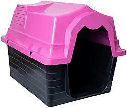 Casinha para Cachorro Grande N5 Desmontável com Proteção UV, Casa Pet Resistente para Área Interna e Externa(Rosa)