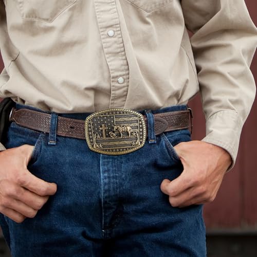 Image of Cowboy Belt Buckle for Men Western Cowgirl Rodeo Longhorn Bull Belt Buckles