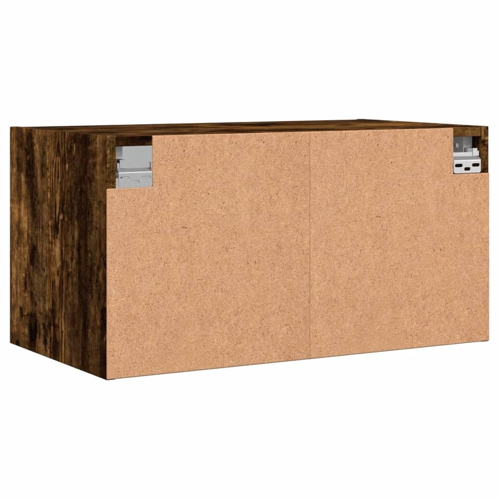 2er Set Wandschränke mit Glastüren Räuchereiche 68,5x37x35 cm Büro Schrank klein Modernes Design für Schlafzimmer Küche und Homeoffice