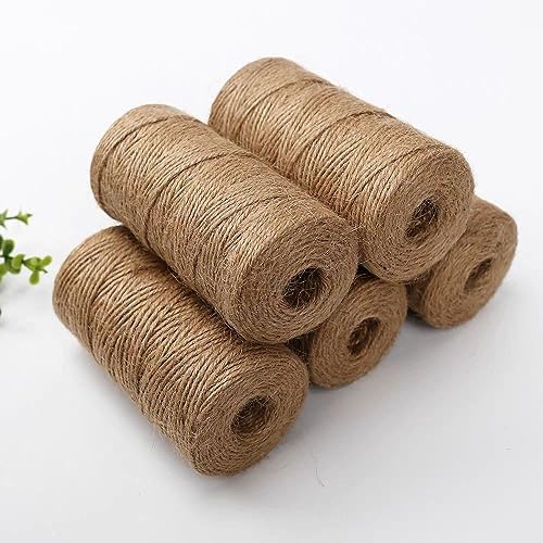 RUHTEUO Cuerda marrón Larga de Yute for Manualidades, Envoltura Regalos, Embalaje, jardinería, decoración Boda, cordón, Cuerda arpillera, Costura DIY(100m Length)
