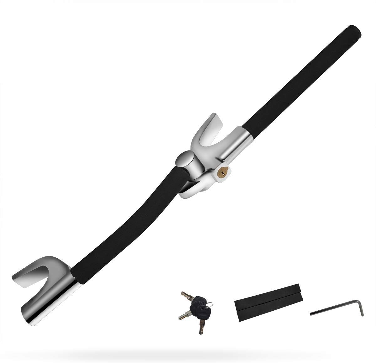 Car Steering Wheel Lock - Anti-Theft Car Locks - Foldable Bar Universal Vehicle Truck Van Auto Adjustable Retractable Locking Heavy Duty Self-defense Security Locks for Cars With 3 Keys