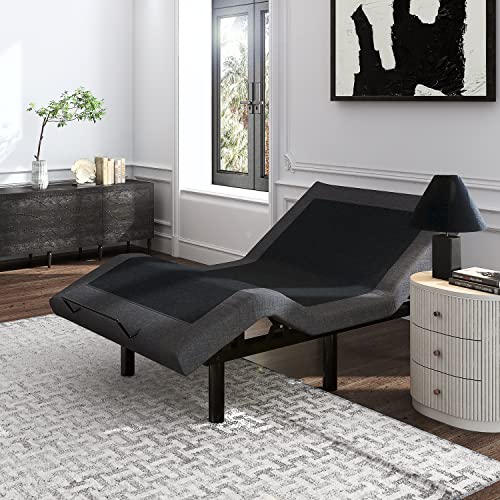 Einfach Motorized Upholstered Adjustable Bed Base/Twin XL Size Bed Frame with Wireless Remote/Customizable Head and Foot Incline/Wood Board Support(Bed Base Only) Einfach Motorized Upholstered Adjustable Bed Base/Twin XL Size Bed Frame with Wireless Remote/Customizable Head and Foot Incline/Wood Board Support(Bed Base Only)