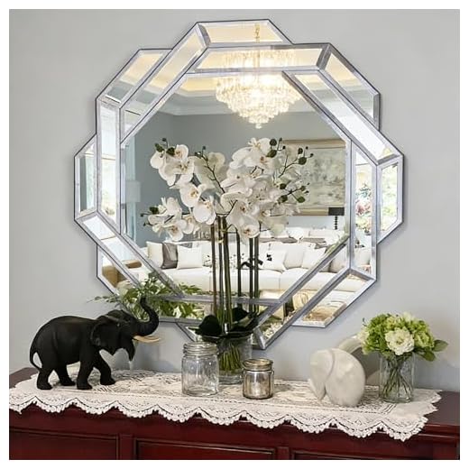 Chende 32" x 32" Large Wall Mirror for Decor Elegant Living Room, Modern Decorative Mirror for Wall with Glass Beveled Edge, Glass Accent Mirror for Foyer, Entryway, Fireplace, Bathroom