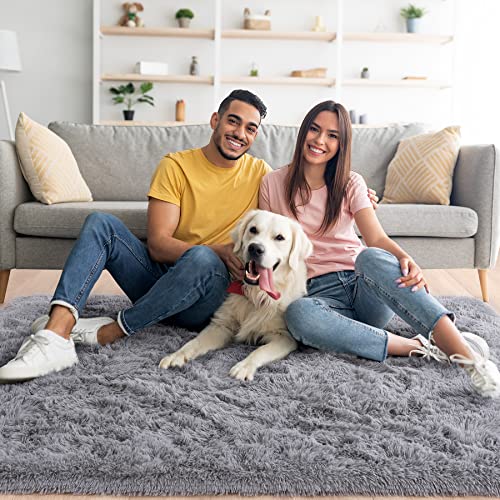 Noahas Fluffy Bedroom Rug Carpet,5.3X7.5 Feet,Shaggy Fuzzy Rugs For Bedroom,Soft Rug For Kids Room,Plush Nursery Rug For Baby,Thick Grey Area Rugs For Living Room,Cute Room Decor For Girls Boys #TOP1