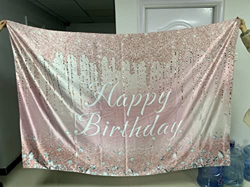Happy Birthday backdrop Rose Gold Photography Background Sweet Girl Party Decoration Banner 7x5FT - Image 6