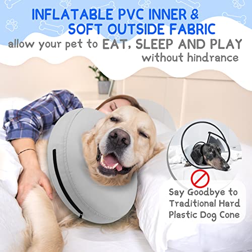 Image of Supet Inflatable Dog Cone Collar Alternative After Surgery, Dog Neck Donut Collar Recovery E Collar to Stop Licking, Soft Dog Cone for Medium Large Dogs