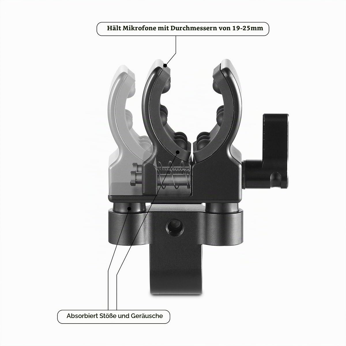 SMALLRIG Universal Shotgun Mikrofonhalterung (für 19-25mm Durchmesser) mit Elastischem Silikagel, Schock und Schallabsorption - 1993B