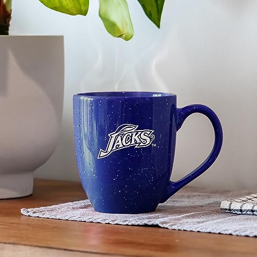 Image of Rico Industries NCAA South Dakota State Jackrabbits Royal Blue Personalized 16 oz Team Color Laser Engraved Speckled Ceramic Coffee Mug