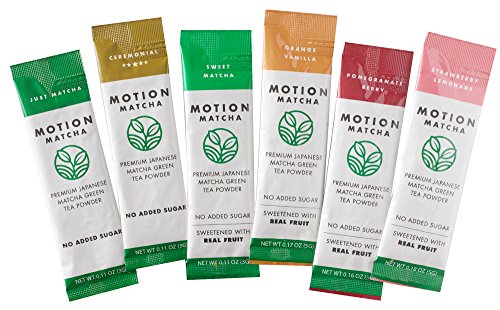 Individual Premium Matcha Green Tea To Go Packets, Sweetened with Real Fruit (The Everything Pack) (6 single serving packets)