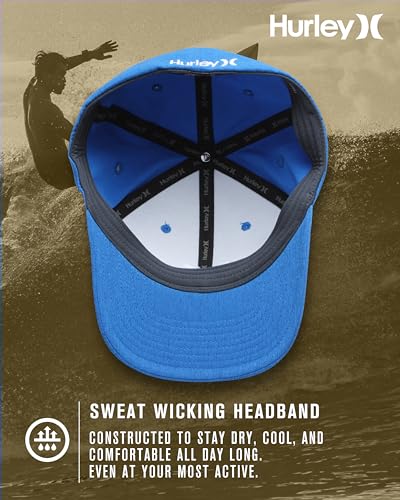 Image of Hurley Mens Baseball Cap - Moisture Wicking Curved Brim Flexfit Fitted Hats for Men with H2O-Dri Sweatband (Sizes: S-XL)