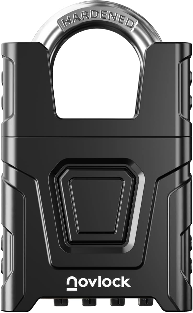 Heavy Duty Outdoor Combination Lock with 0.32" Cut-Resistant Shrouded Shackle – Weatherproof High-Security Padlock with Code for Gates, Fences, Sheds, Storage Units – 1-Pack, Black