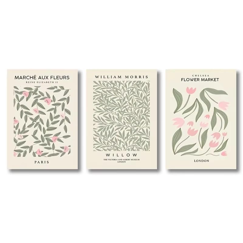 Affiches murales florales en toile premium au style botanique épuré 40x50 cm