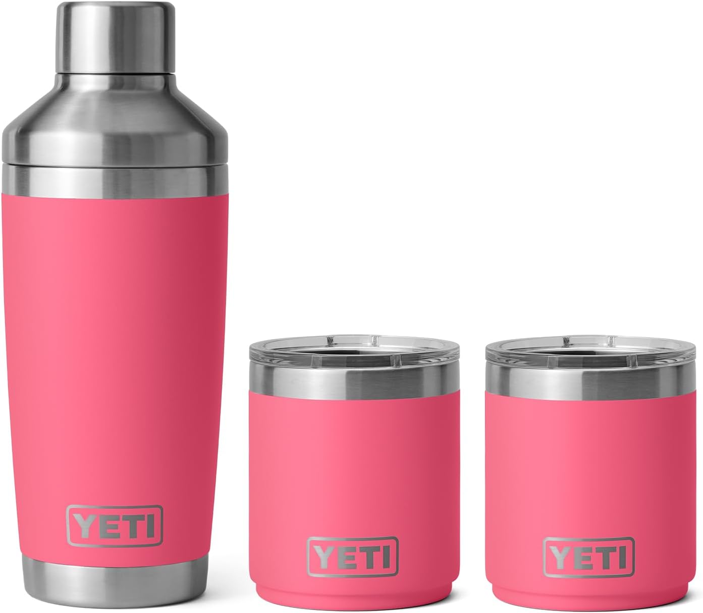 YETI Cocktail Set, 2 x 10 oz Lowballs, 1 x 20 oz Cocktail Shaker, Tropical Pink