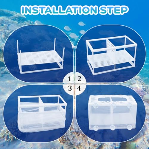 Image of 2 Pack Breeder Box for Fish Tank, Plastic Frame Breeding Box with Suction Cups, Fish Breeder Box for Aquarium, Mesh-Framed Fish Fry Incubator with Partitions