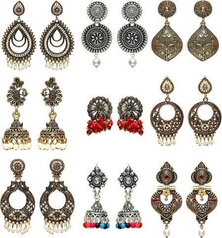 kreyams Silver And Gold Earrings for Women fashion Jhumka for Girls | Combo Set of 9 Set | (B0CCLD53BJ) Amazon Price History, Amazon Price Tracker