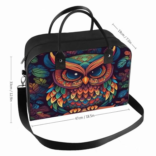 Travel Bag Lightweight Overnight Bag Portable Color Owl Pattern Print Tote Bags For Women And Men2