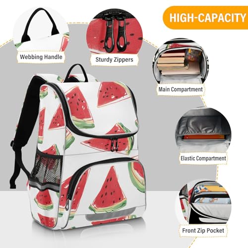 Mochila escolar de sandía con tiras reflectantes de seguridad infantil 4