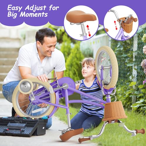 Image of Glaf 12 14 16 18 20 24 Inch Girls Bike for 2-15 Years Old | Kids Bike Bicycle,with Training Wheels, Toddler Bike,Girls Cruiser Bicycle, with Adjustable Seat and Handlebar