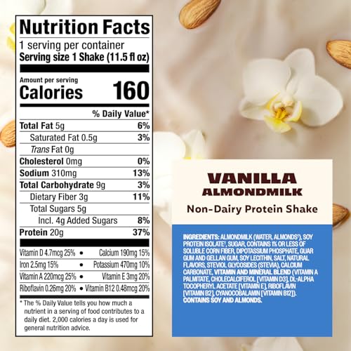 Image of Premier Protein Non-Dairy Almondmilk Protein Shake, 20g, Vanilla, 12 Pack