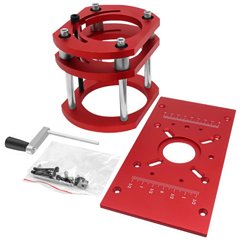 Ascenseur de Routeur avec Base Fixe - Plaque D'Insertion de Routeur - Base de Levage Universelle pour Routeur de 65 Mm de DiamèTre - Rouge