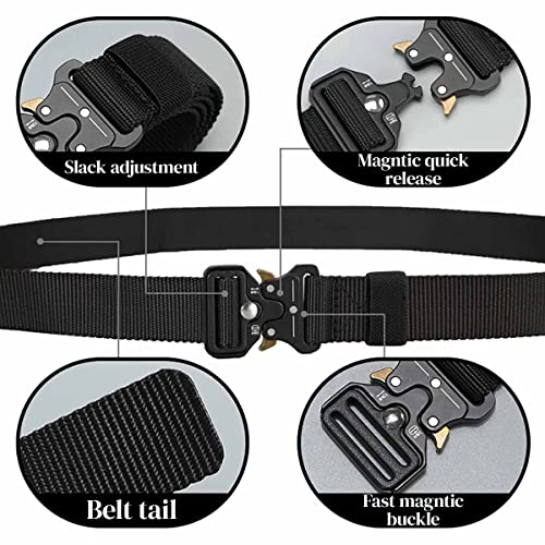 Tactical Belt for Men & Women – Tactical Assault Military Webbing Belt, Durable Nylon for Outdoor, EDC, Hiking & Survival (Adjustable, Black), Fits Waist (Size: 28inch-44inch)3