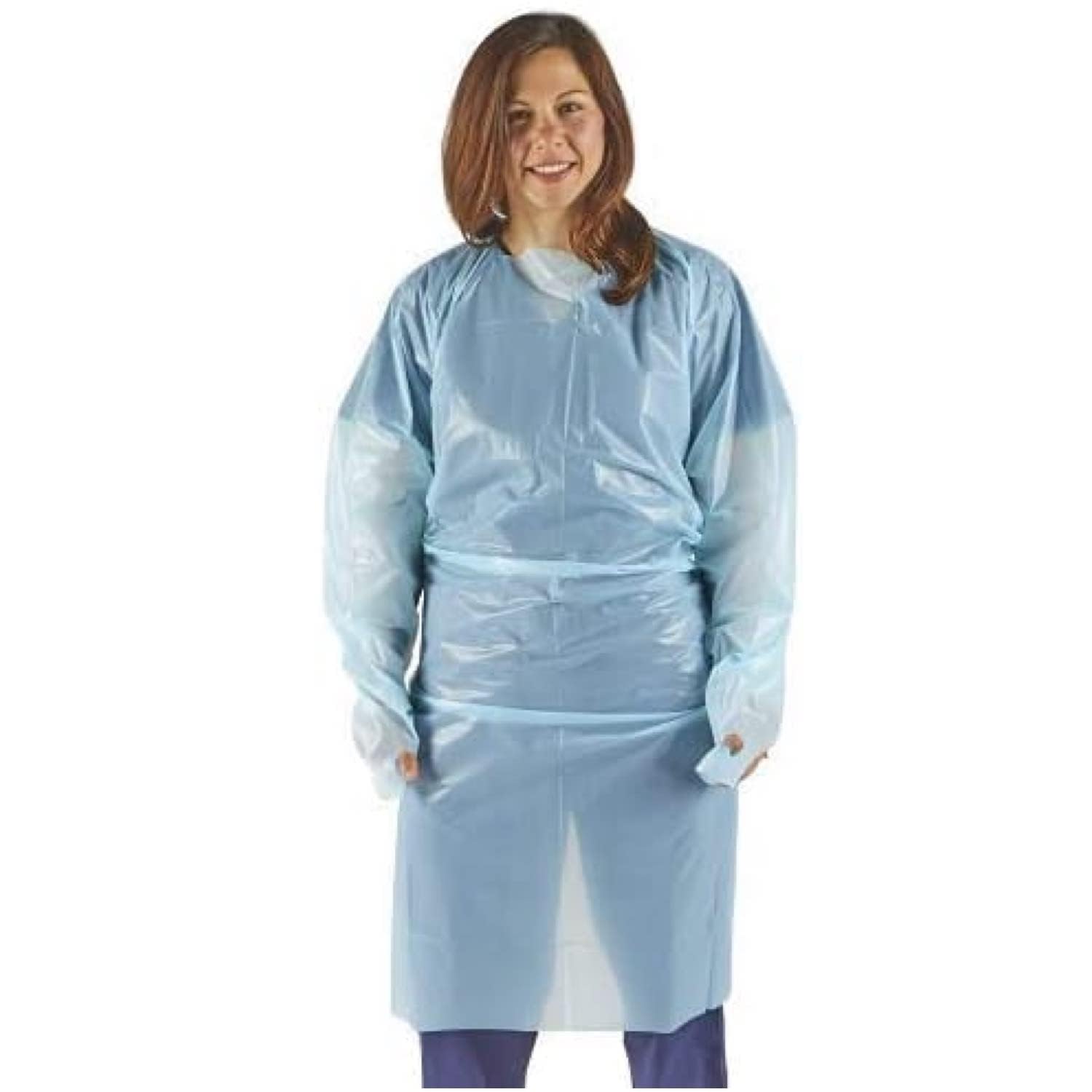 x100 Long Sleeve Medical Isolation Gowns with Thumb Loop GENERISE Fluid Resistant Disposable Gowns - Suitable for Both Staff & Patient Use