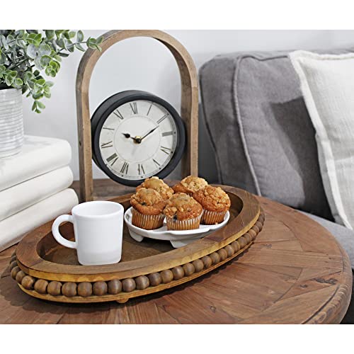 Auldhomedesignwoodbeadedtraystainedwooddecorativefarmhousestyleovalwoodentray Urban Country Home Decor Auldhome design wood beaded tray stained wood decorative farmhouse style oval wooden tray urban country home decor